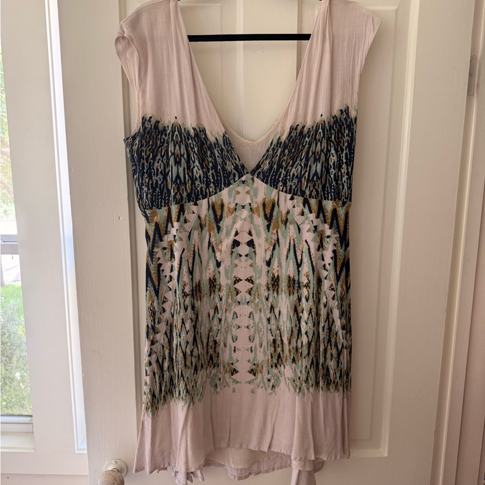 Free People Pale Pink Printed Mini Dress